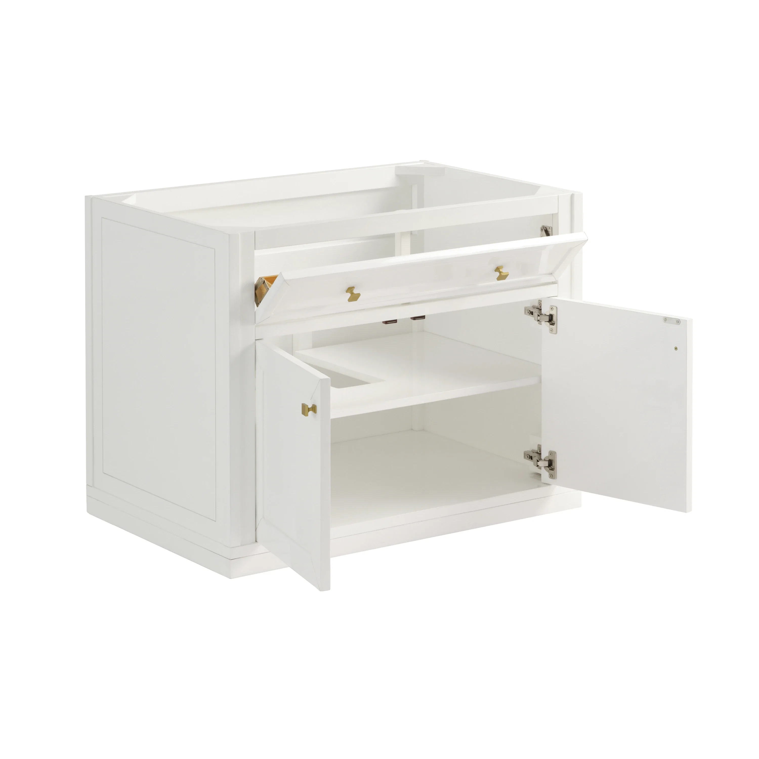 Chicago 36" Single Vanity, Glossy White, w/ Single Hole 3CM White Zeus Silestone® Top & Backsplash