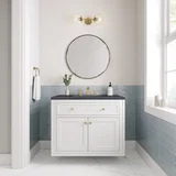Chicago 36" Single Vanity, Glossy White, w/ 3 CM Charcoal Soapstone Silestone® Top