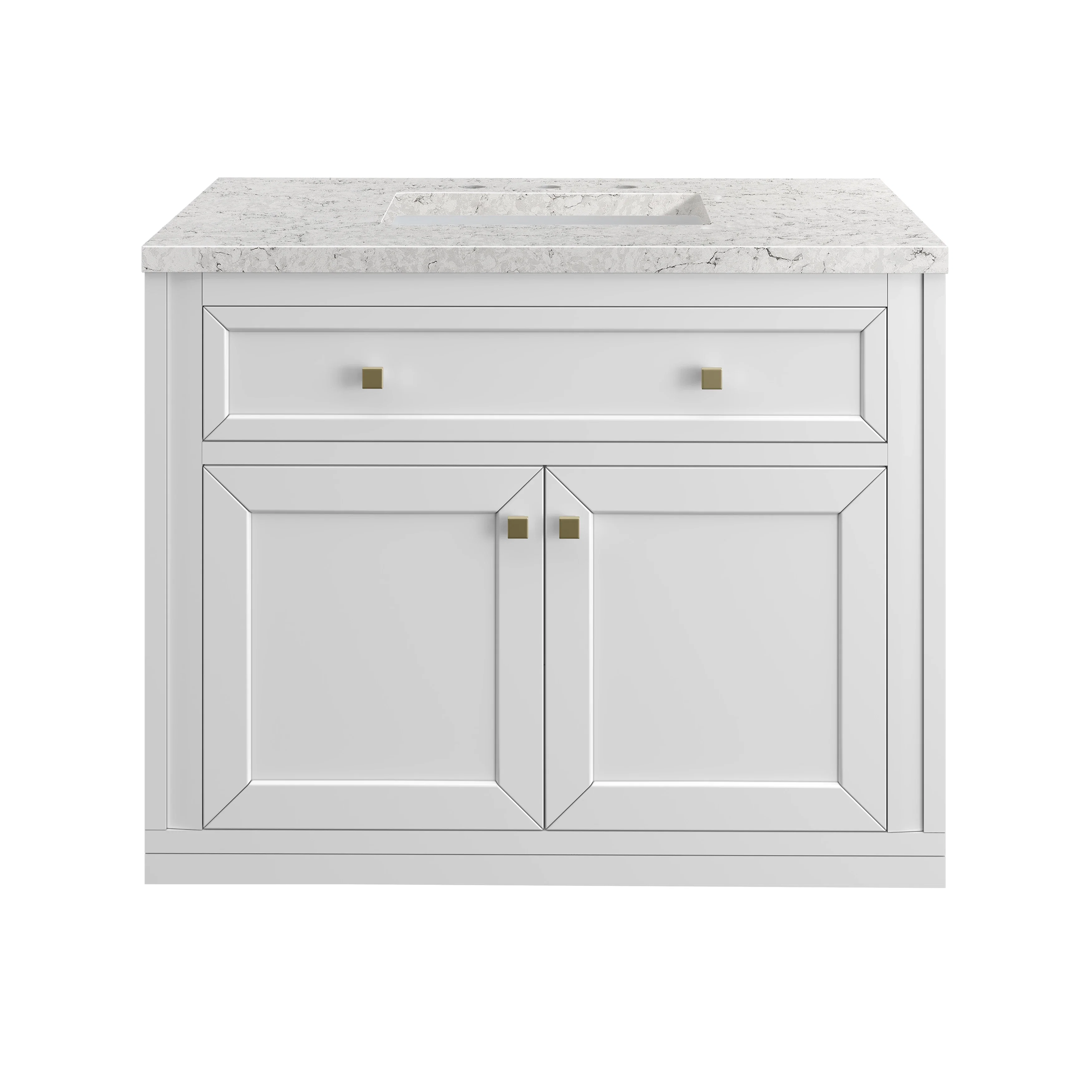 Chicago 36" Single Vanity, Glossy White, w/ 3 CM Eternal Jasmine Pearl Silestone® Top