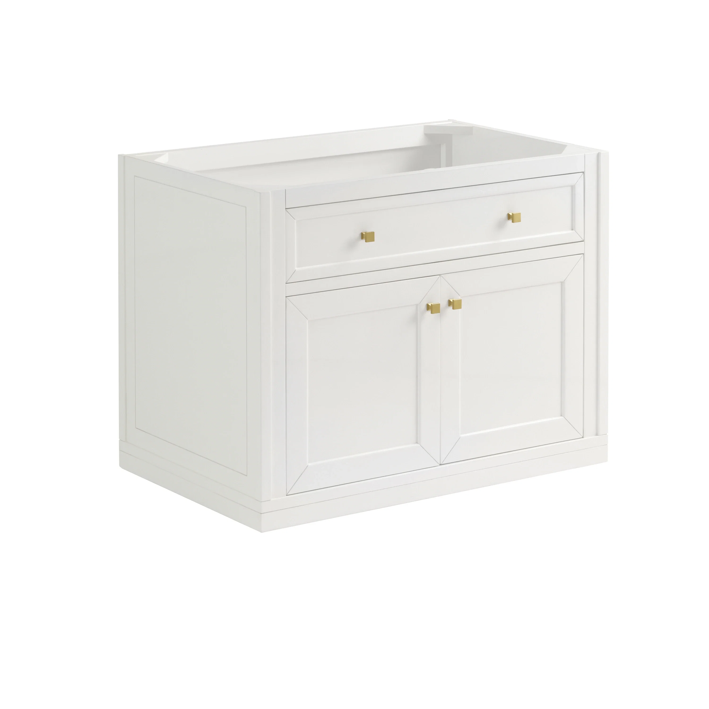 Chicago 36" Single Vanity, Glossy White, w/ 3 CM Eternal Jasmine Pearl Silestone® Top