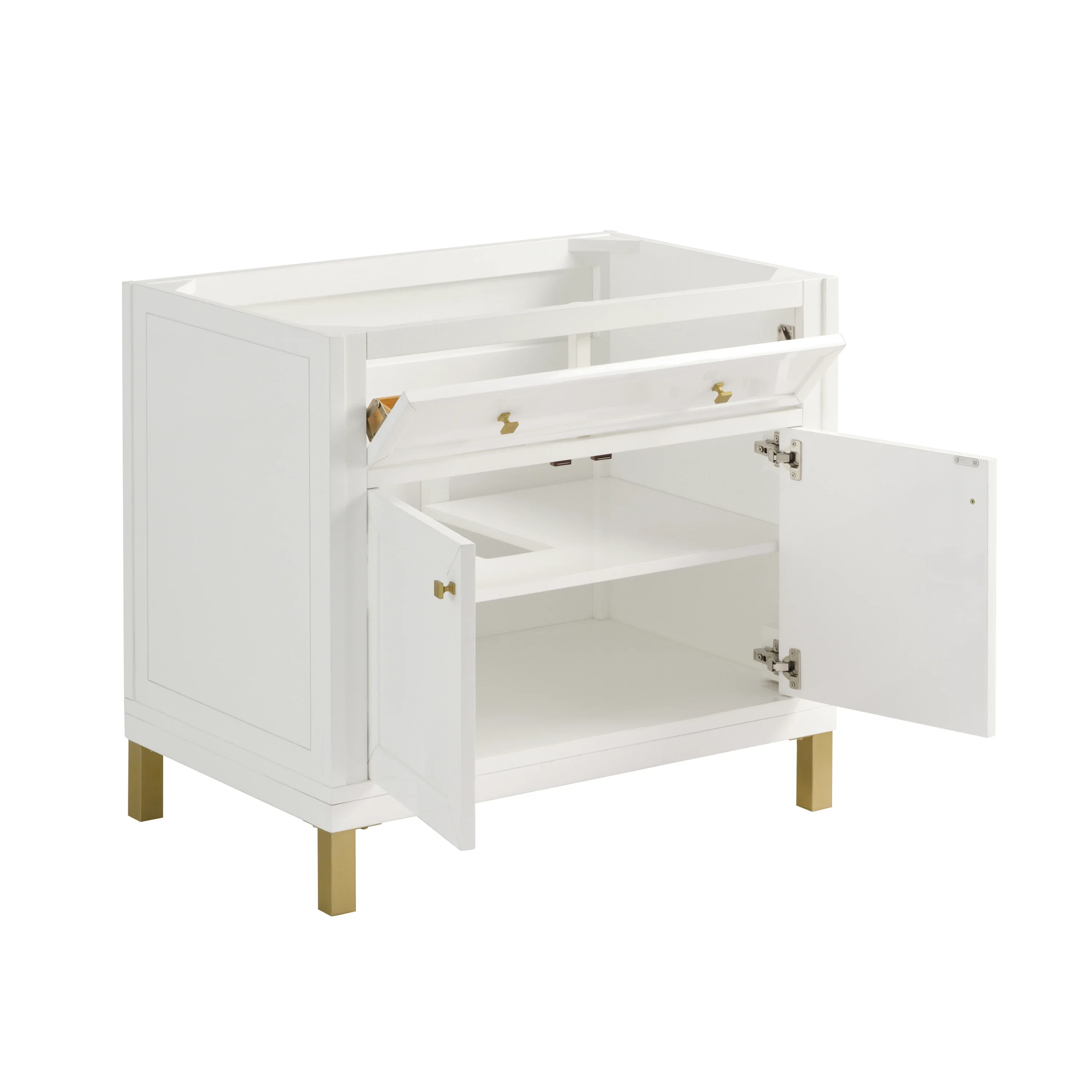 Chicago 36" Single Vanity, Glossy White, w/ 3 CM Eternal Jasmine Pearl Silestone® Top