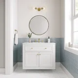 Chicago 36" Single Vanity, Glossy White, w/ 3 CM Ethereal Noctis Silestone® Top