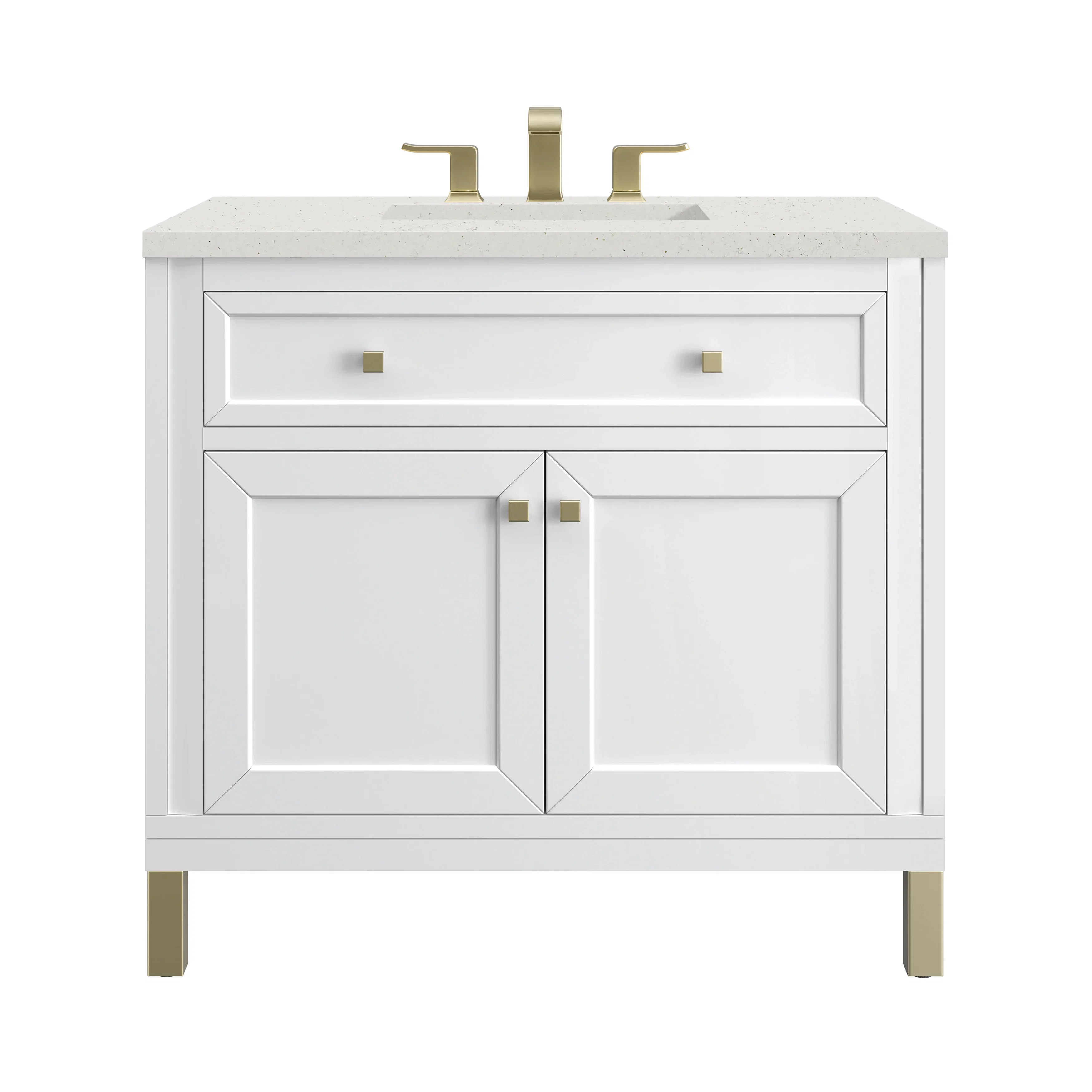 Chicago 36" Single Vanity, Glossy White, w/ 3 CM Lime Delight Silestone® Top