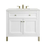 Chicago 36" Single Vanity, Glossy White, w/ 3 CM Lime Delight Silestone® Top
