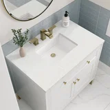 Chicago 36" Single Vanity, Glossy White, w/ 3 CM Lime Delight Silestone® Top