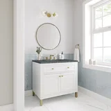 Chicago 36" Single Vanity, Glossy White, w/ 3 CM Parisien Bleu Silestone® Top