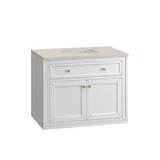Chicago 36" Single Vanity, Glossy White, w/ 3 CM Siberian Silestone Top