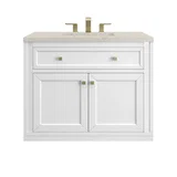 Chicago 36" Single Vanity, Glossy White, w/ 3 CM Siberian Silestone Top