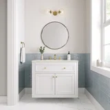 Chicago 36" Single Vanity, Glossy White, w/ 3 CM Siberian Silestone Top
