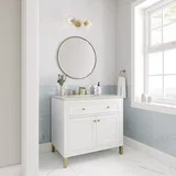 Chicago 36" Single Vanity, Glossy White, w/ 3 CM Siberian Silestone Top