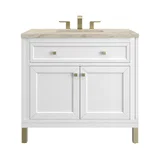 Chicago 36" Single Vanity, Glossy White, w/ 3 CM Tajnar Eclos Top