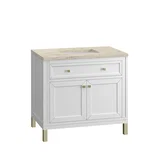 Chicago 36" Single Vanity, Glossy White, w/ 3 CM Tajnar Eclos Top