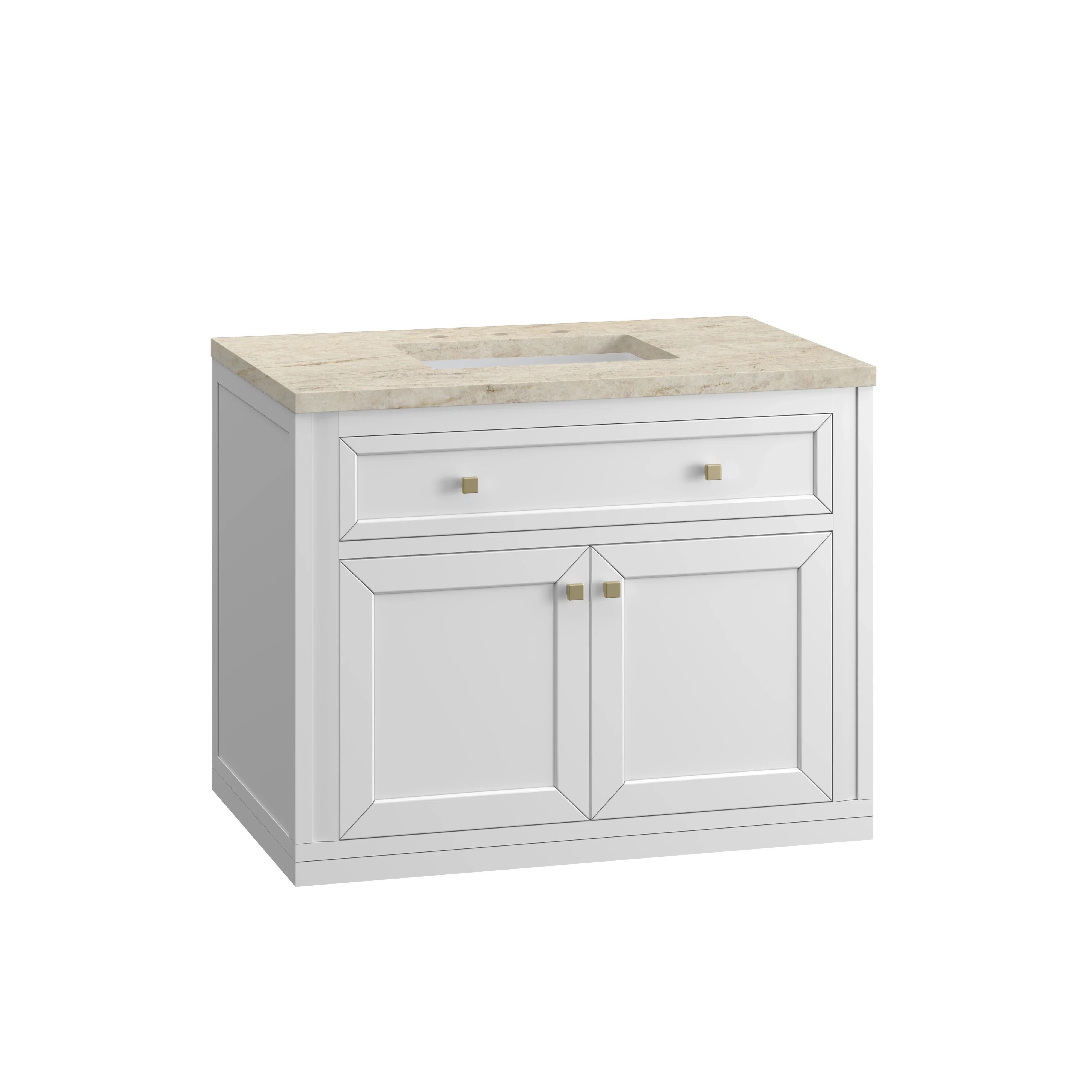 Chicago 36" Single Vanity, Glossy White, w/ 3 CM Tajnar Eclos Top