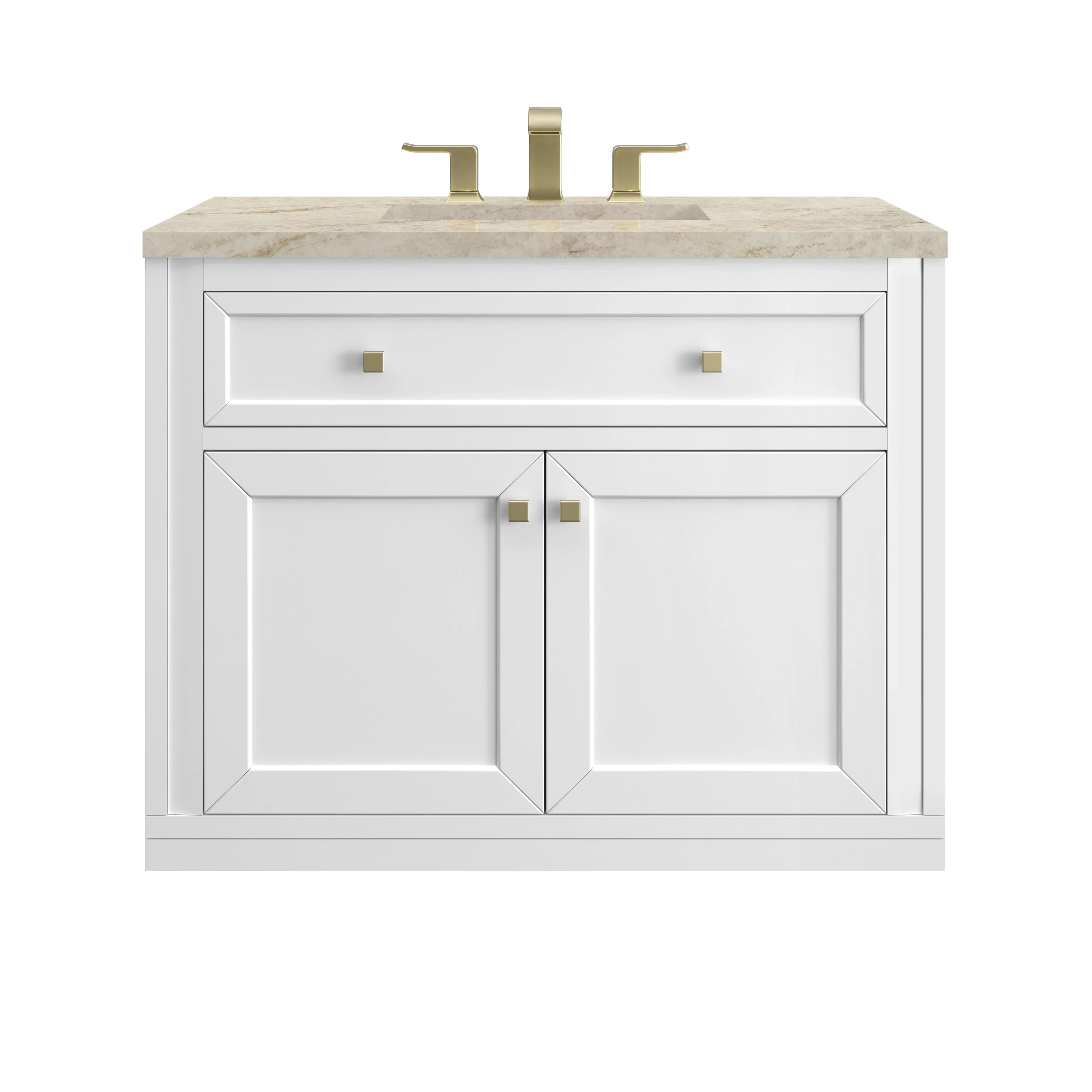 Chicago 36" Single Vanity, Glossy White, w/ 3 CM Tajnar Eclos Top