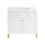 Chicago 36" Single Vanity, Glossy White, w/ 3 CM White Zeus Silestone® Top