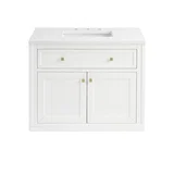 Chicago 36" Single Vanity, Glossy White, w/ 3 CM White Zeus Silestone® Top