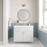 Chicago 36" Single Vanity, Glossy White, w/ 3 CM White Zeus Silestone® Top