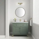Chicago 36" Single Vanity, Smokey Celadon, w/ Single Hole 3CM White Zeus Silestone® Top & Backsplash