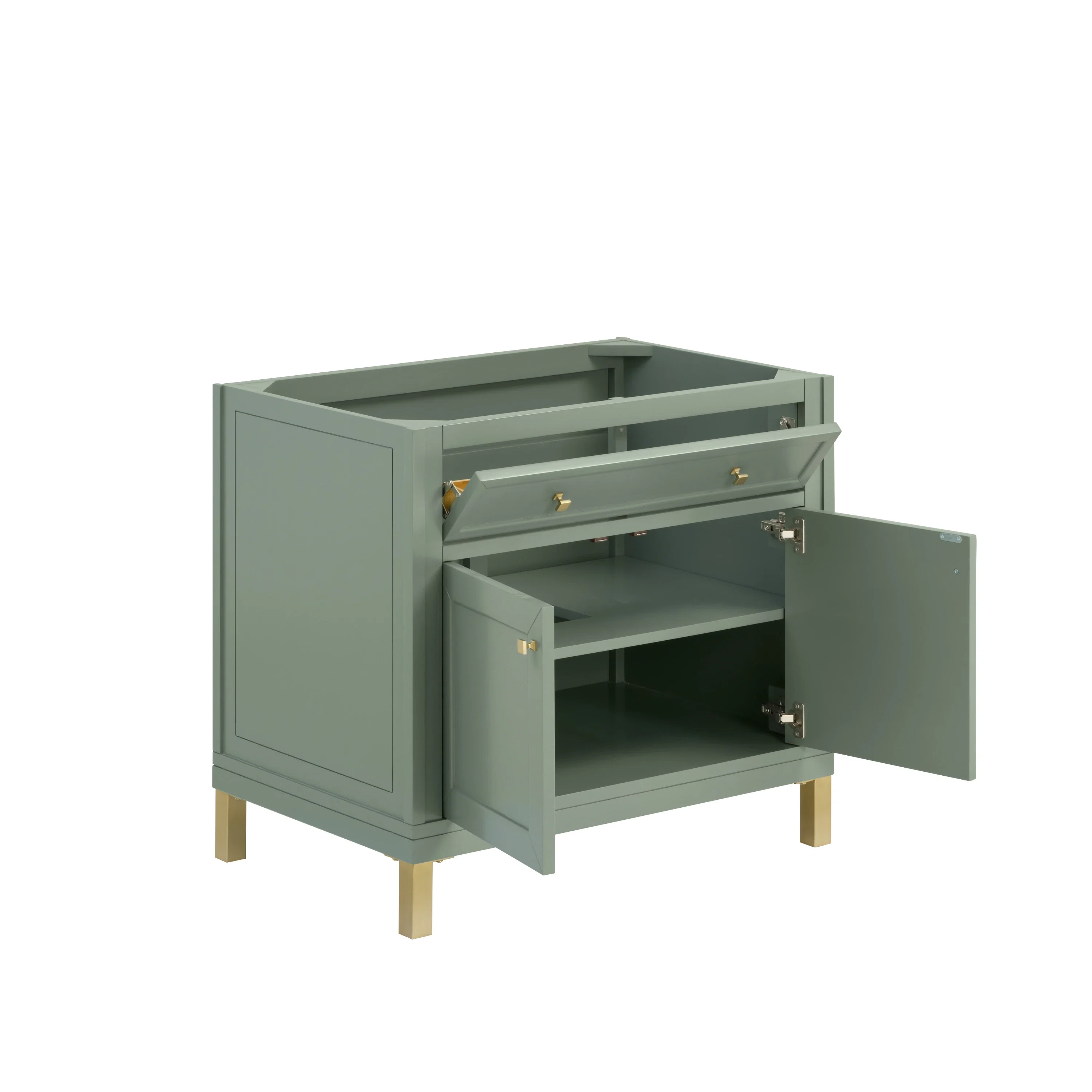 Chicago 36" Single Vanity, Smokey Celadon, w/ 3 CM Charcoal Soapstone Silestone® Top