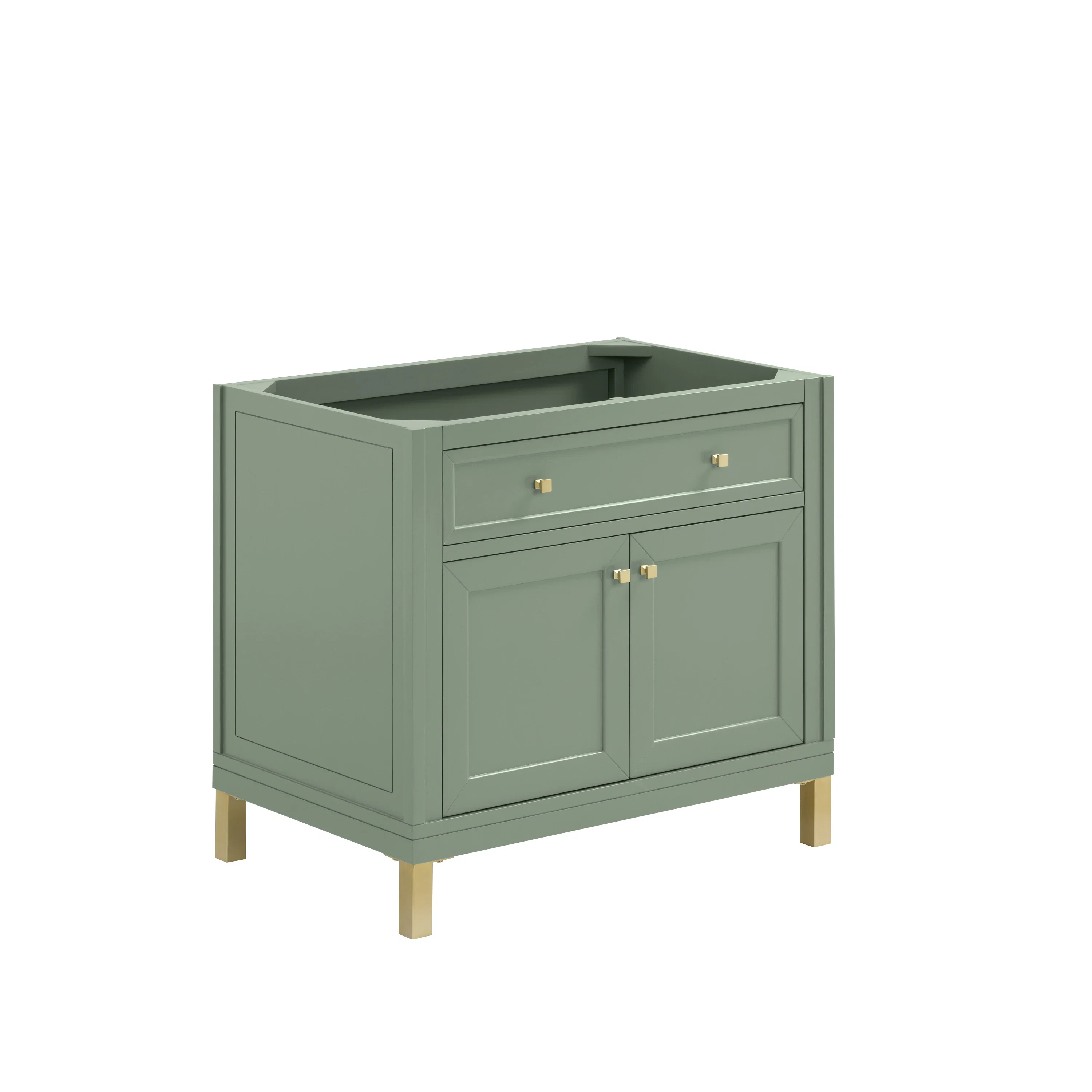Chicago 36" Single Vanity, Smokey Celadon, w/ 3 CM Charcoal Soapstone Silestone® Top