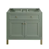 Chicago 36" Single Vanity, Smokey Celadon, w/ 3 CM Charcoal Soapstone Silestone® Top