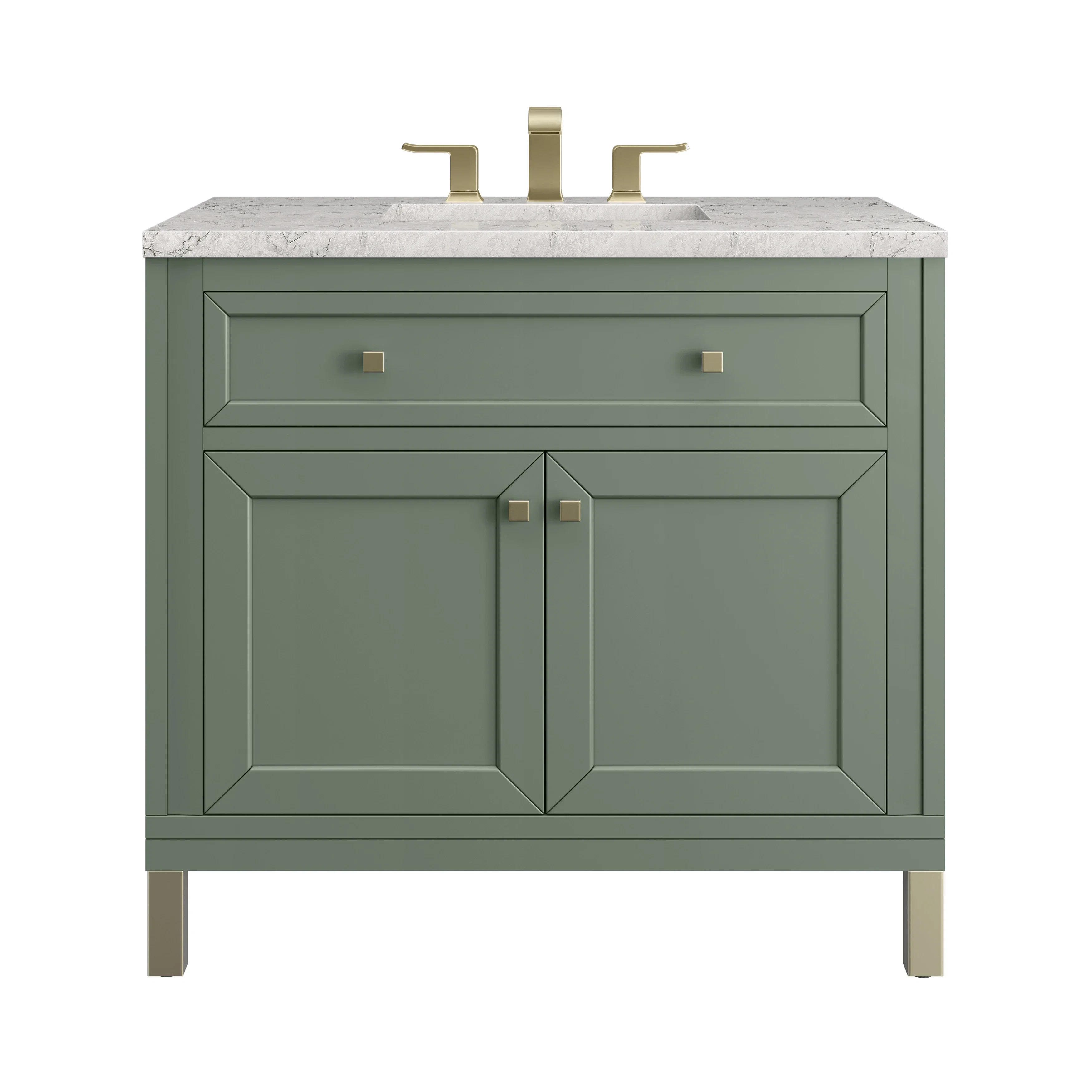 Chicago 36" Single Vanity, Smokey Celadon, w/ 3 CM Eternal Jasmine Pearl Silestone® Top