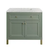 Chicago 36" Single Vanity, Smokey Celadon, w/ 3 CM Eternal Jasmine Pearl Silestone® Top