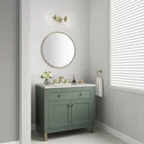 Chicago 36" Single Vanity, Smokey Celadon, w/ 3 CM Eternal Jasmine Pearl Silestone® Top