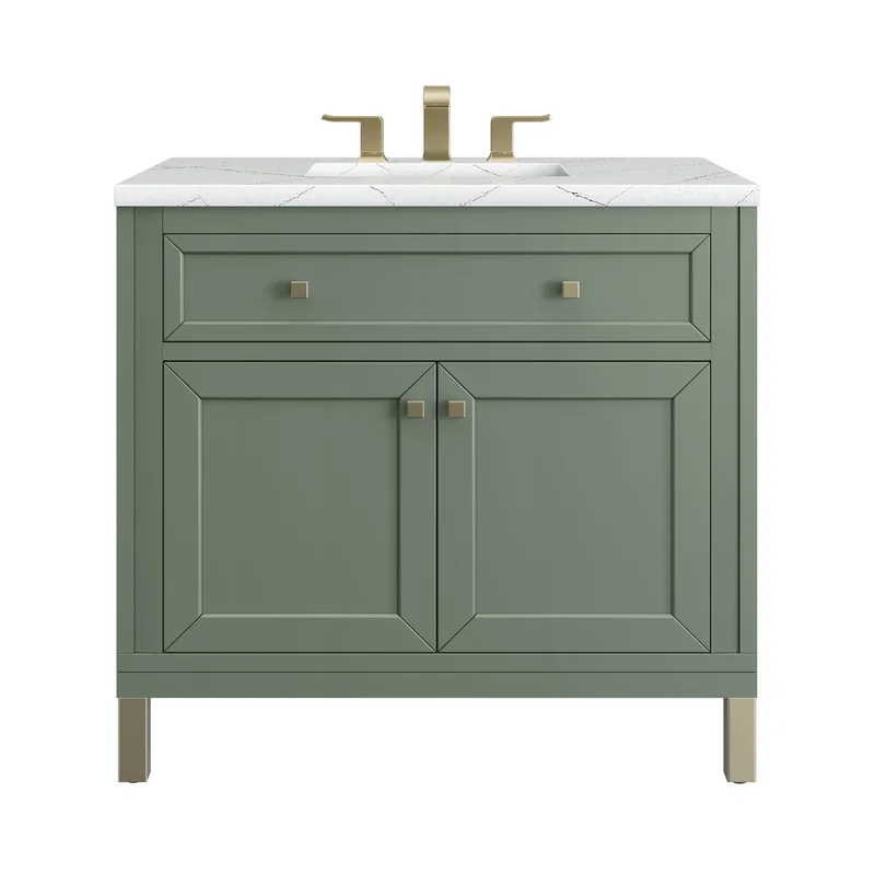 Chicago 36" Single Vanity, Smokey Celadon, w/ 3 CM Ethereal Noctis Silestone® Top