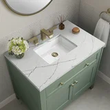 Chicago 36" Single Vanity, Smokey Celadon, w/ 3 CM Ethereal Noctis Silestone® Top