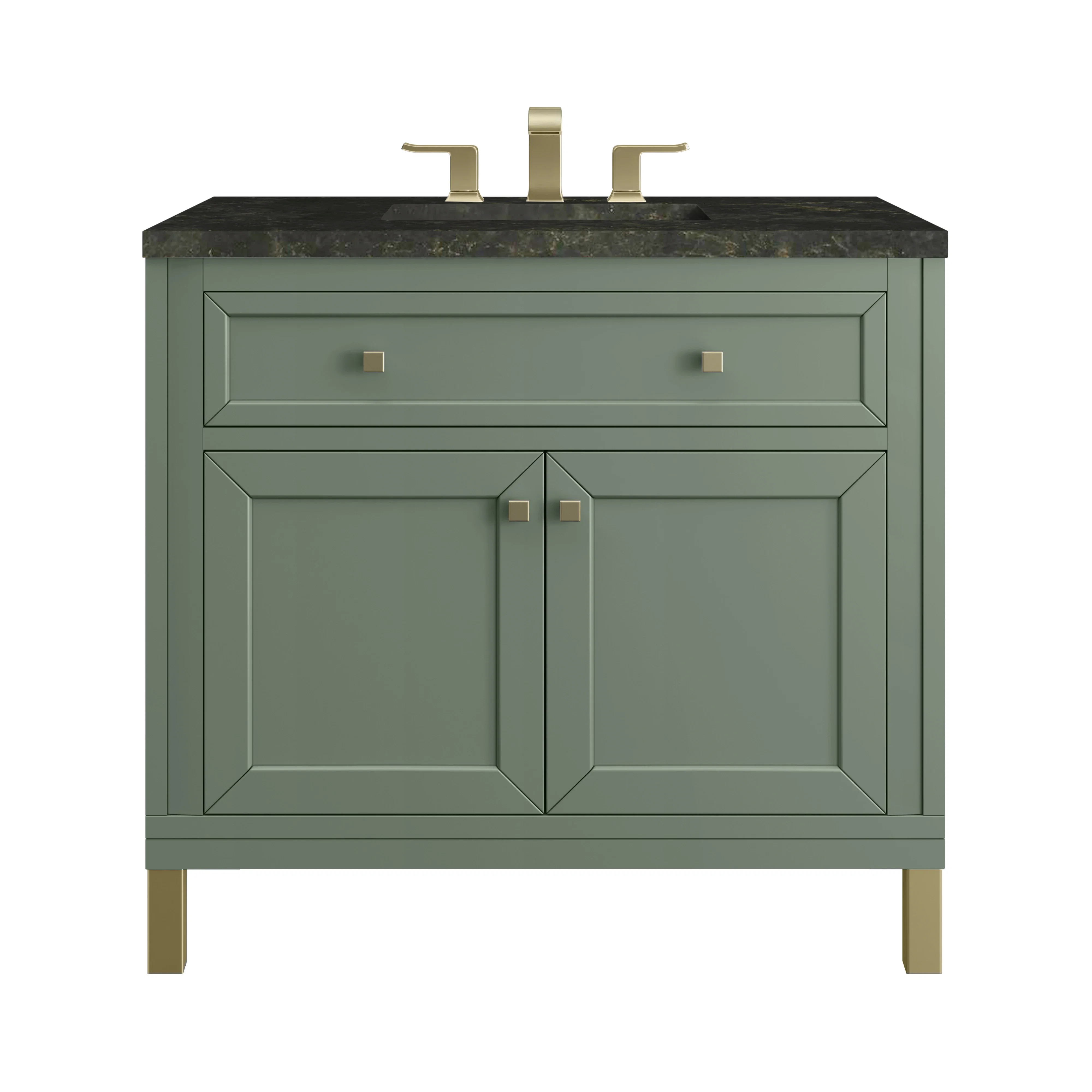 Chicago 36" Single Vanity, Smokey Celadon, w/ 3 CM Phantome Eclos Top
