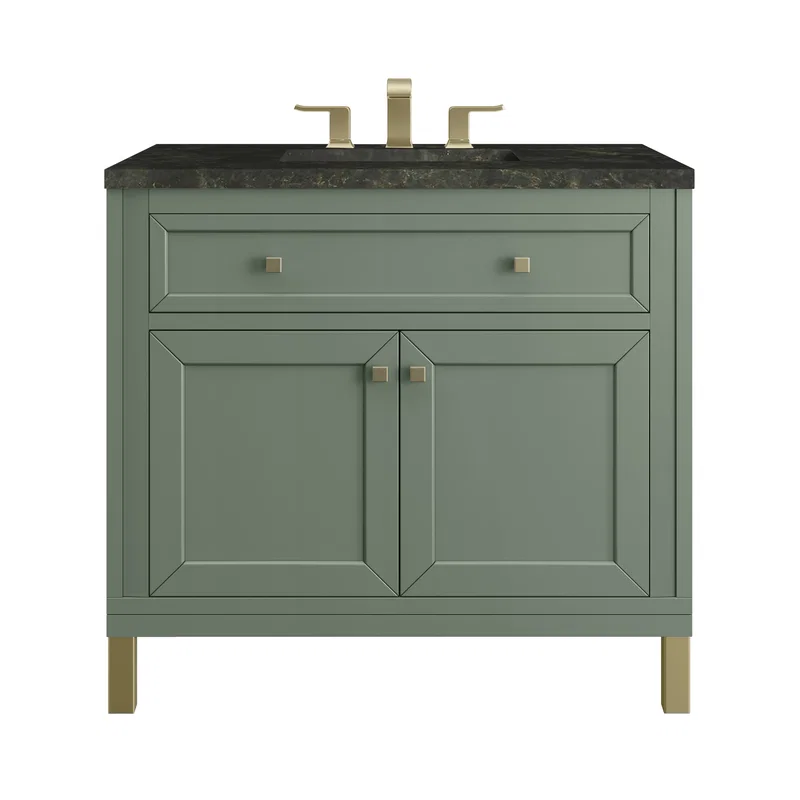Chicago 36" Single Vanity, Smokey Celadon, w/ 3 CM Phantome Eclos Top