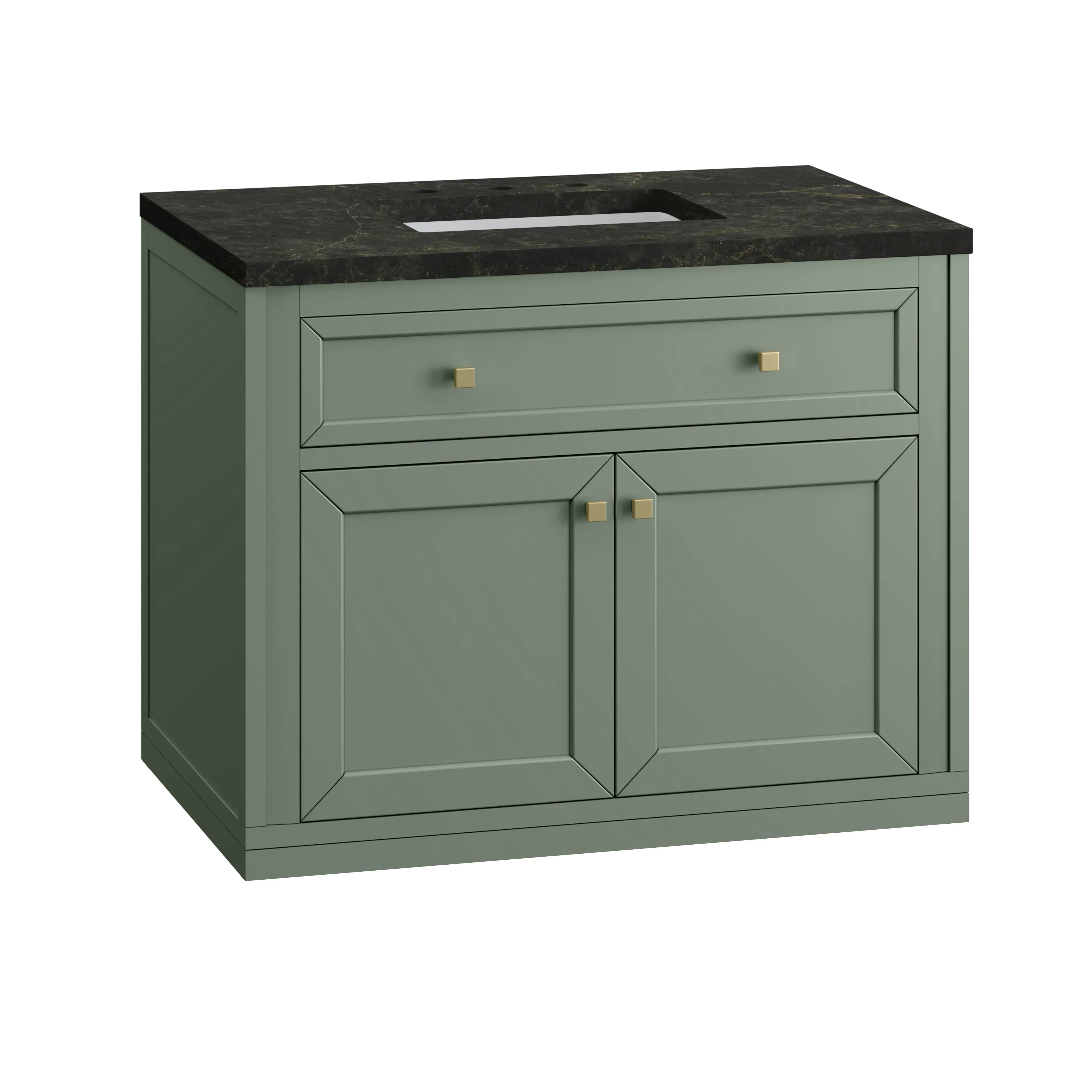 Chicago 36" Single Vanity, Smokey Celadon, w/ 3 CM Phantome Eclos Top