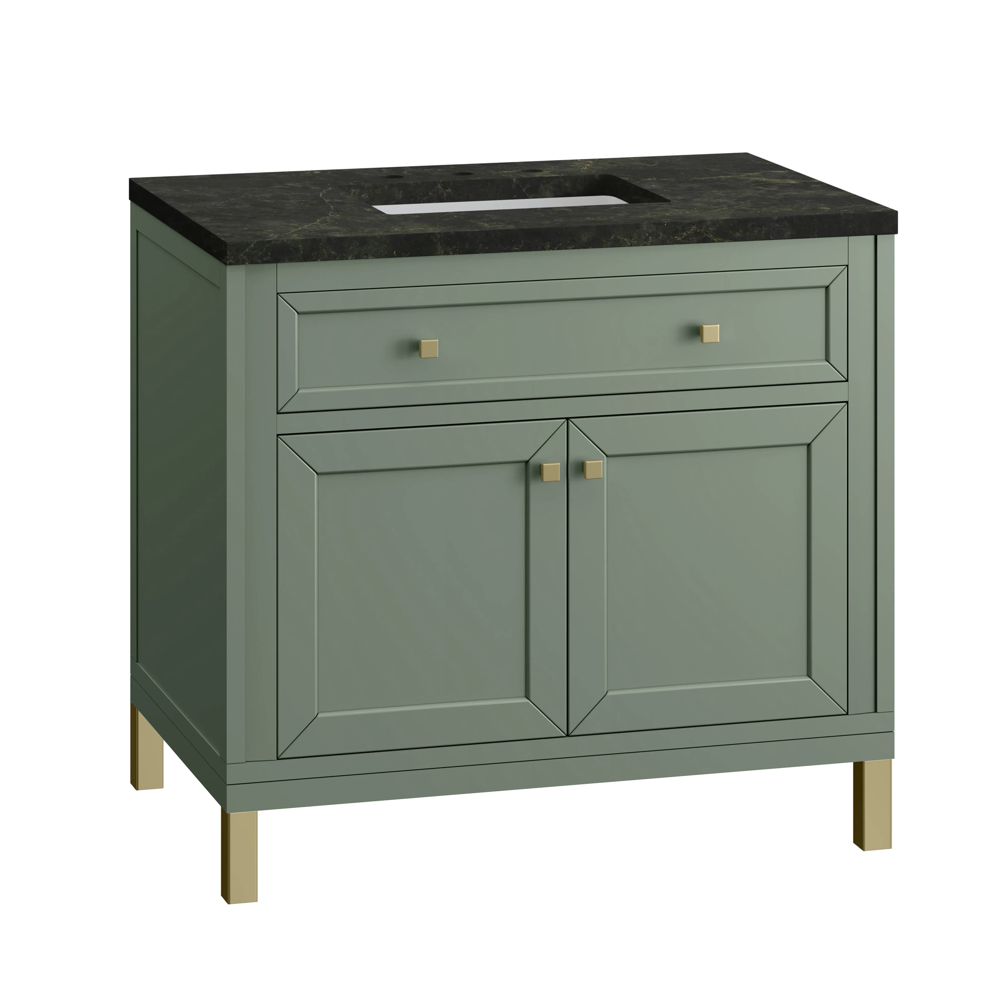 Chicago 36" Single Vanity, Smokey Celadon, w/ 3 CM Phantome Eclos Top