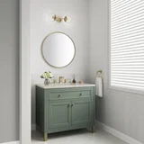 Chicago 36" Single Vanity, Smokey Celadon, w/ 3 CM Siberian Silestone Top