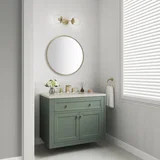 Chicago 36" Single Vanity, Smokey Celadon, w/ 3 CM Siberian Silestone Top