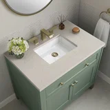 Chicago 36" Single Vanity, Smokey Celadon, w/ 3 CM Siberian Silestone Top