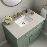 Chicago 36" Single Vanity, Smokey Celadon, w/ 3 CM Siberian Silestone Top