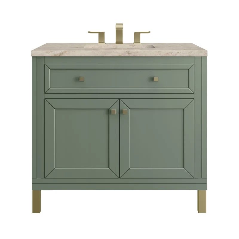 Chicago 36" Single Vanity, Smokey Celadon, w/ 3 CM Tajnar Eclos Top