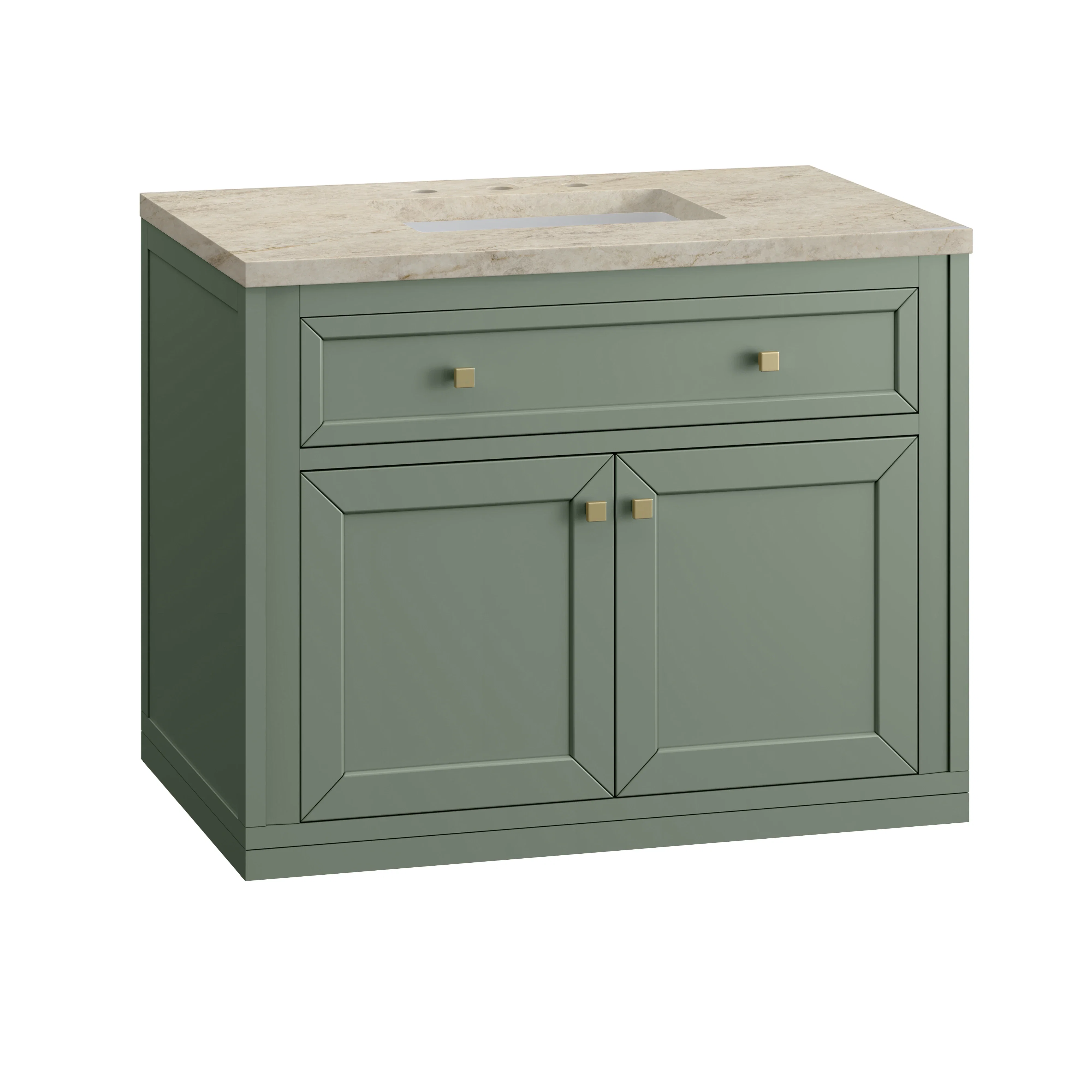Chicago 36" Single Vanity, Smokey Celadon, w/ 3 CM Tajnar Eclos Top