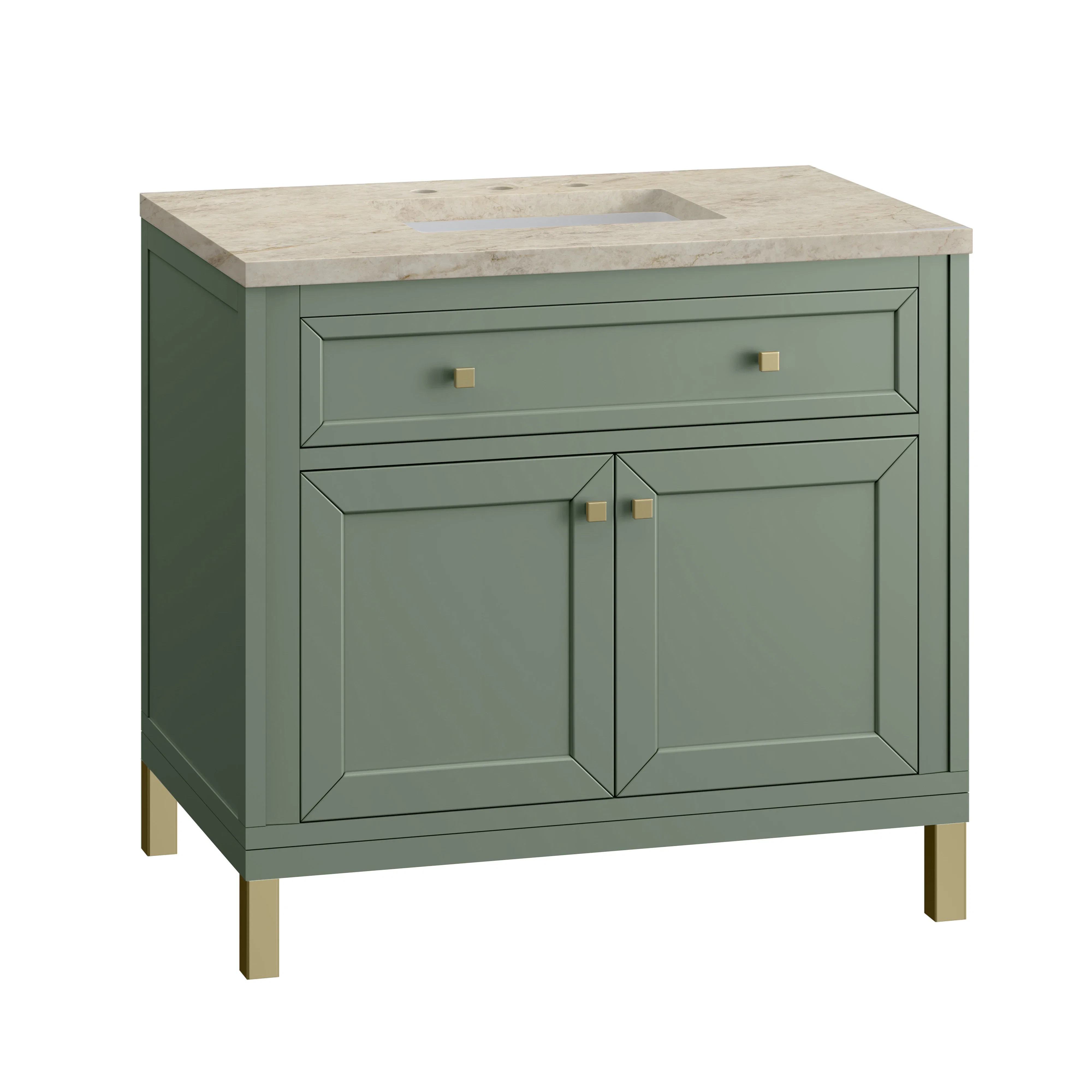 Chicago 36" Single Vanity, Smokey Celadon, w/ 3 CM Tajnar Eclos Top