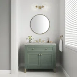 Chicago 36" Single Vanity, Smokey Celadon, w/ 3 CM Victorian Silver Silestone® Top