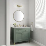 Chicago 36" Single Vanity, Smokey Celadon, w/ 3 CM Victorian Silver Silestone® Top