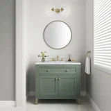 Chicago 36" Single Vanity, Smokey Celadon, w/ 3 CM White Zeus Silestone® Top