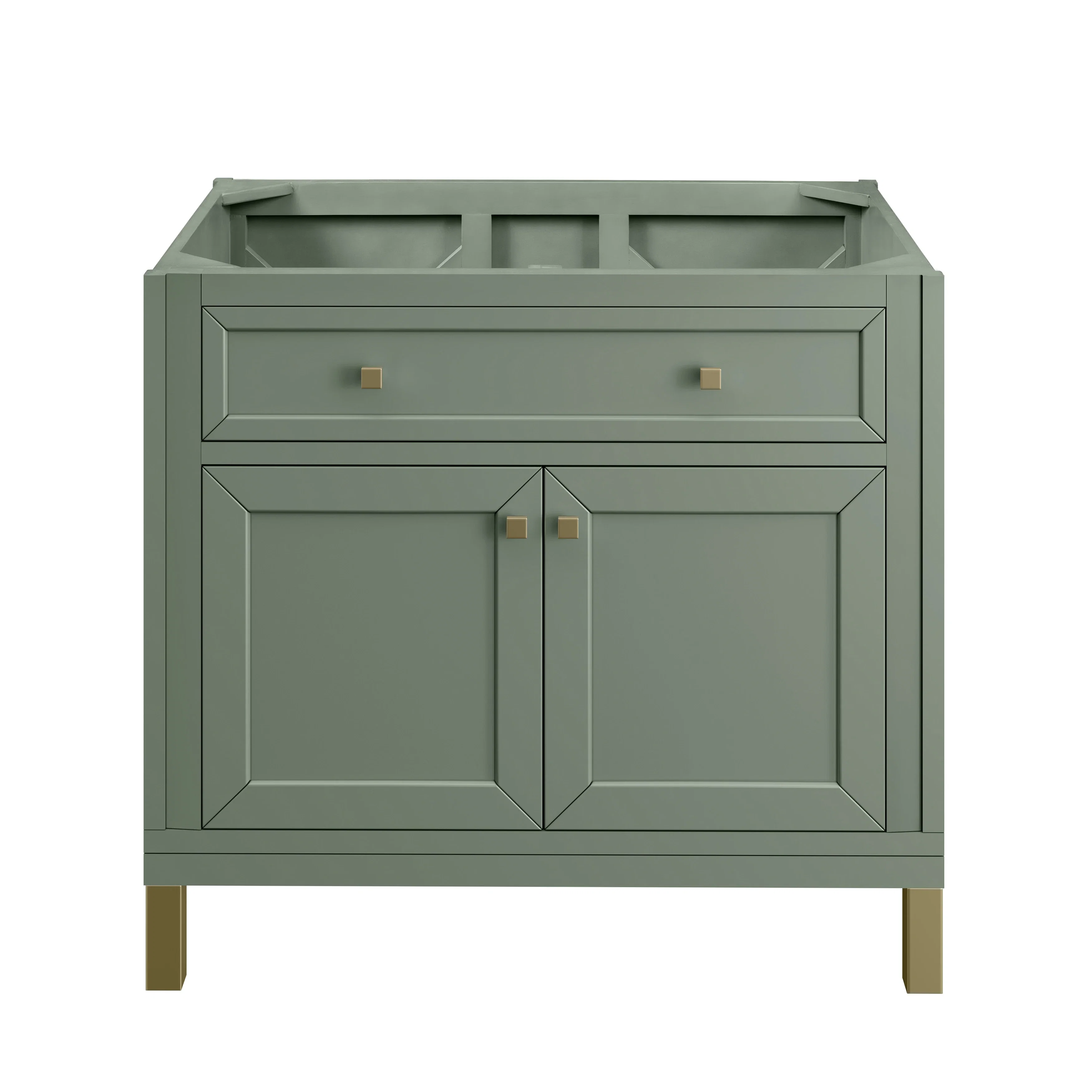 Chicago 36" Single Vanity, Smokey Celadon, w/ 3 CM White Zeus Silestone® Top