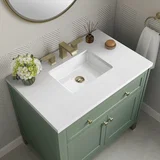 Chicago 36" Single Vanity, Smokey Celadon, w/ 3 CM White Zeus Silestone® Top