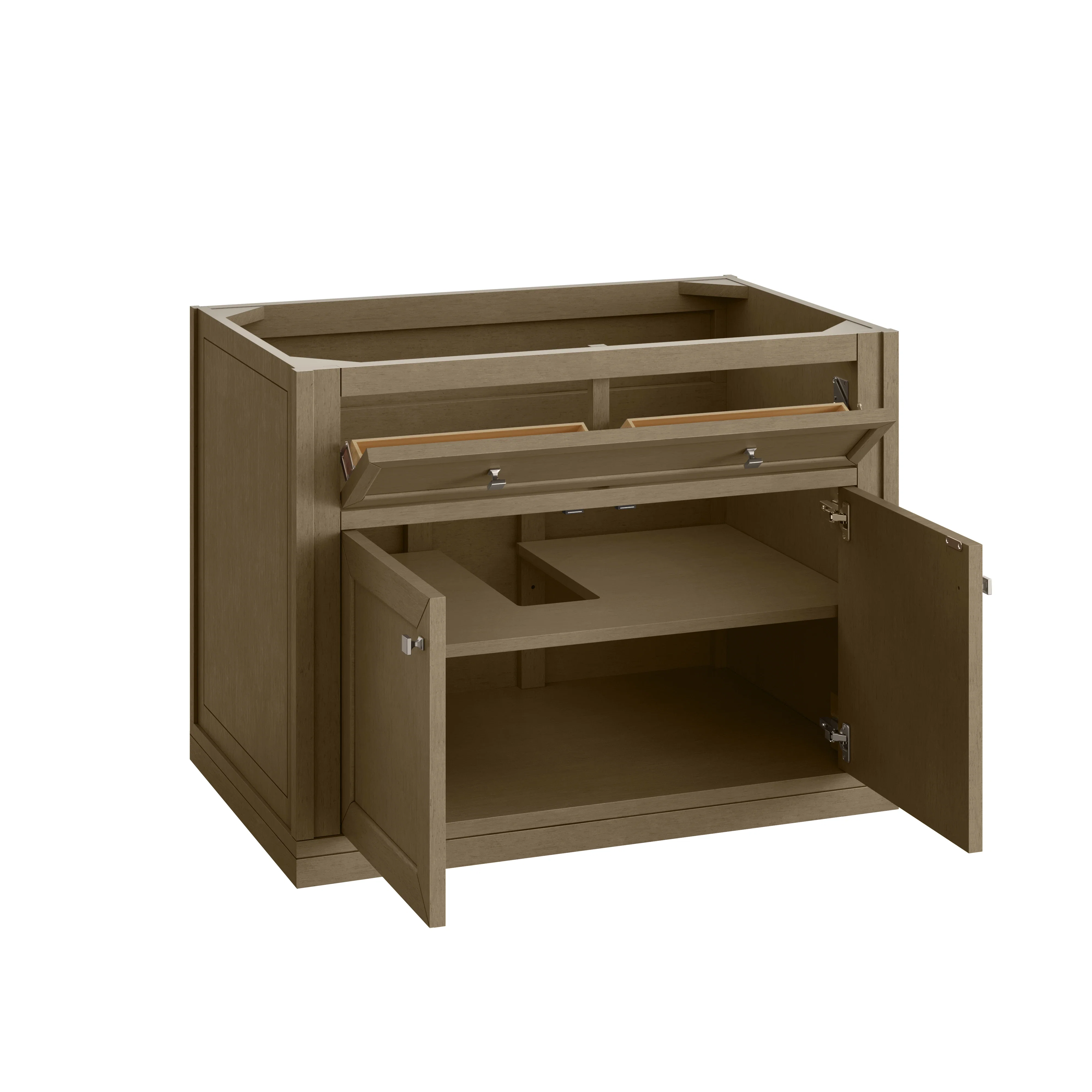 Chicago 36" Single Vanity, Walnut Whisper, w/ Single Hole 3CM White Zeus Silestone® Top & Backsplash