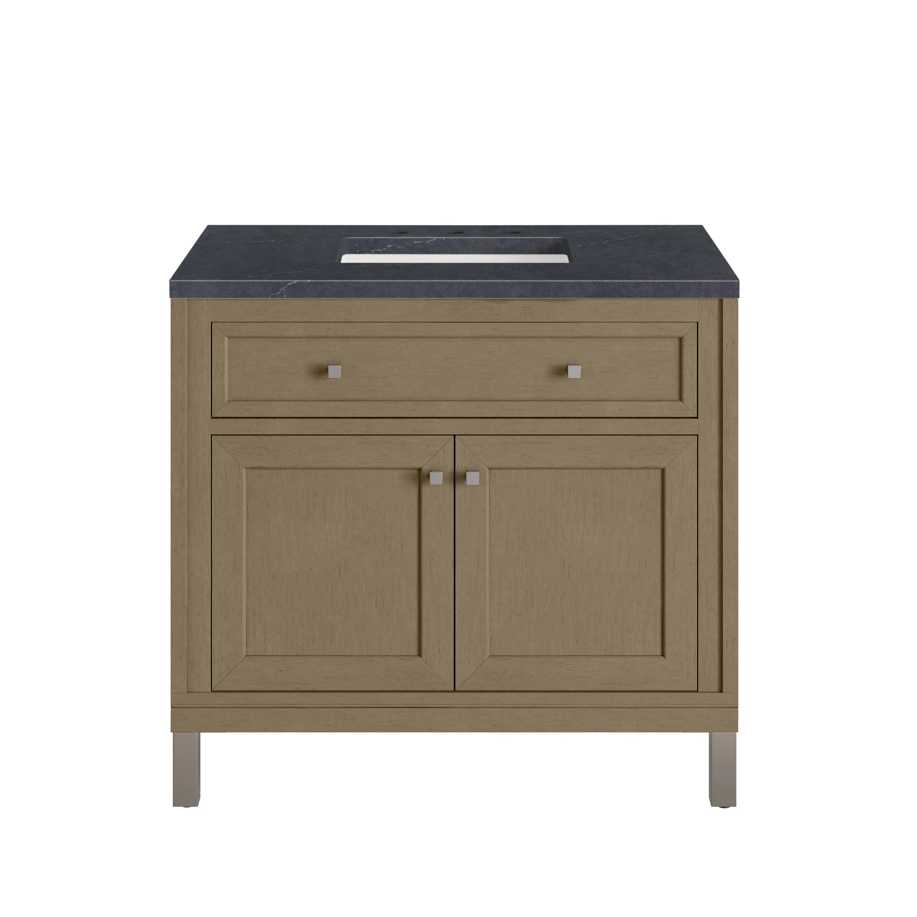 Chicago 36" Single Vanity, Walnut Whisper, w/ 3 CM Charcoal Soapstone Silestone® Top