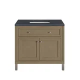 Chicago 36" Single Vanity, Walnut Whisper, w/ 3 CM Charcoal Soapstone Silestone® Top