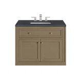 Chicago 36" Single Vanity, Walnut Whisper, w/ 3 CM Charcoal Soapstone Silestone® Top